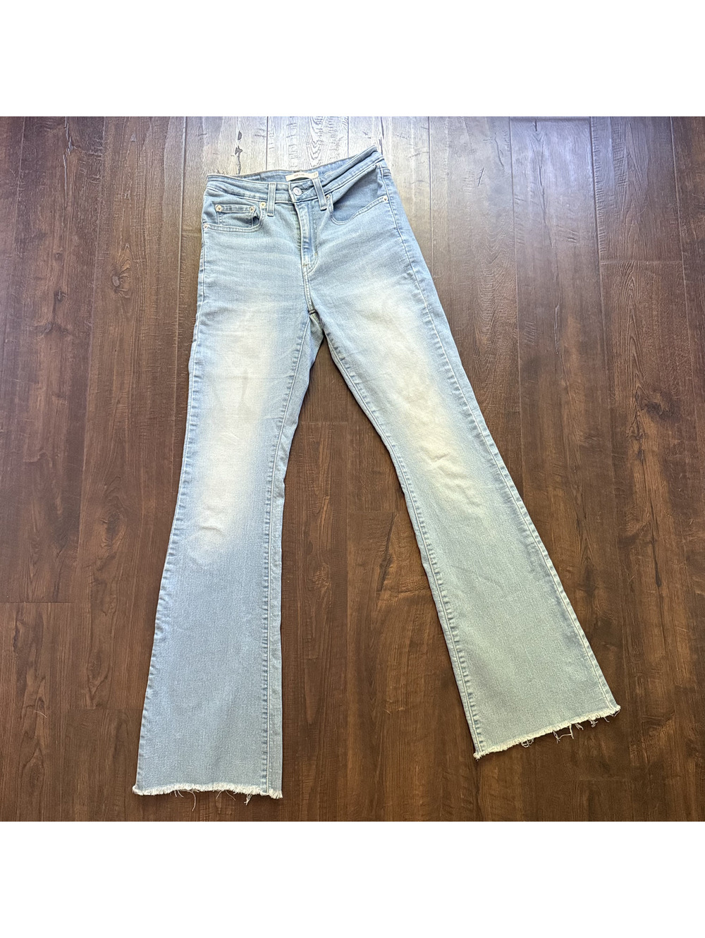 Levi 726 High Rise Flare Light Wash Jeans Sz 27 26x33 Western Rodeo Hippie